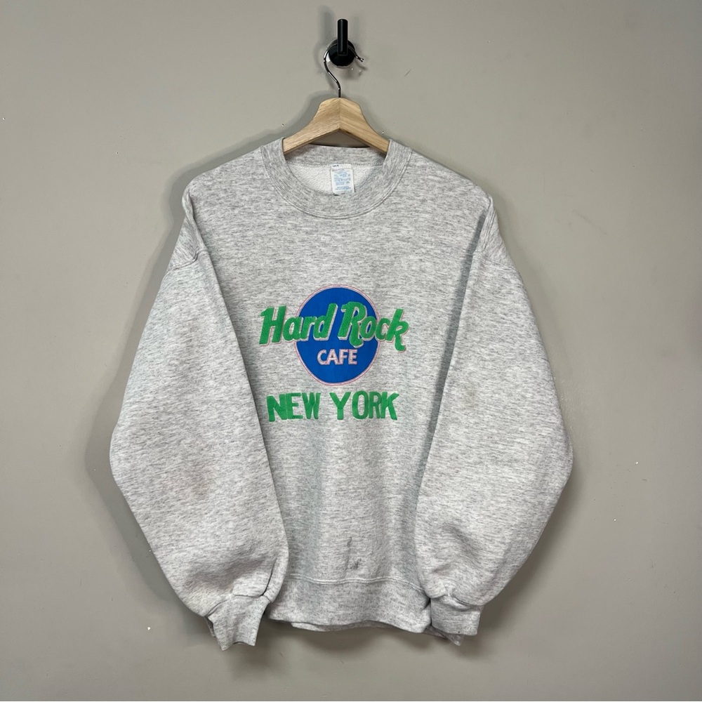 Hard Rock Cafe New York Heather Gray Sweatshirt with Blue & Green Logo
